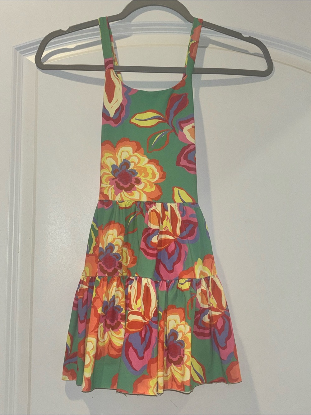 GB girls Teal Dress with Colorful Floral Accents - Picture 1 of 6